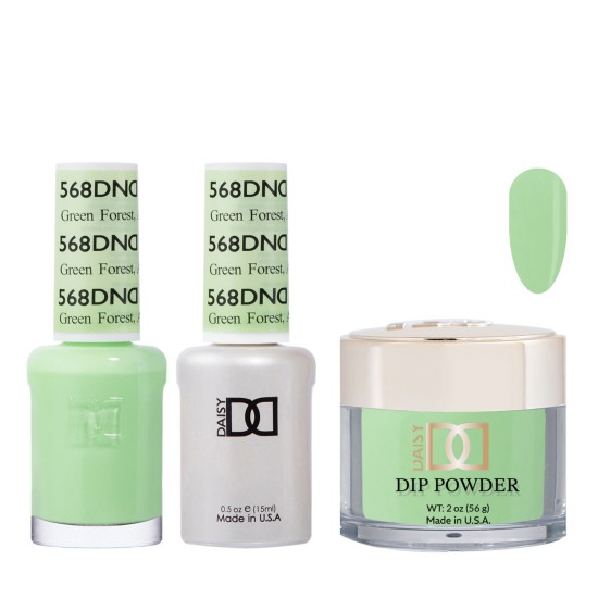 DND Dip Gel Polish Set #568 Green Forest, AK, 3pc Bundle Trio