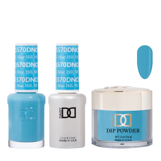 DND Dip Gel Polish Set #570 Blue Hill, NE, 3pc Bundle Trio