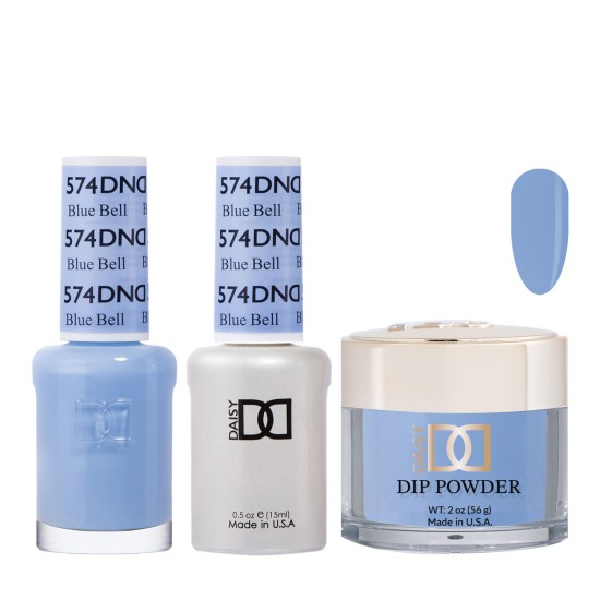 DND Dip Gel Polish Set #574 Blue bell, 3pc Bundle Trio