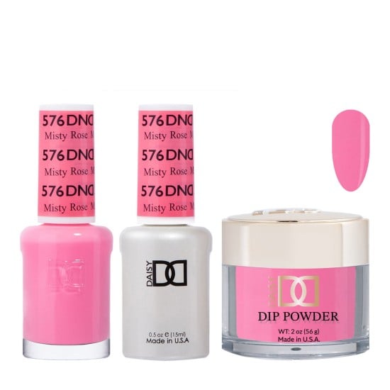 DND Dip Gel Polish Set #576 Misty Rose, 3pc Bundle Trio