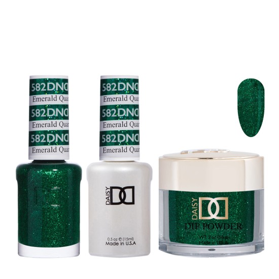 DND Dip Gel Polish Set #582 Emerald Quartz, 3pc Bundle Trio