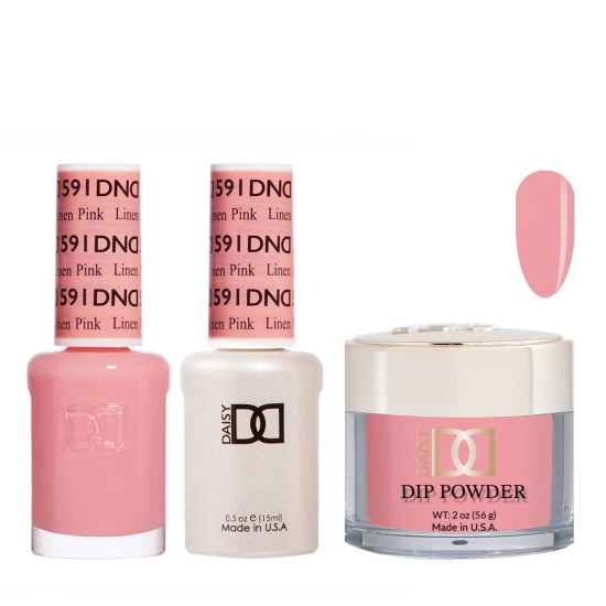 DND Dip Gel Polish Set #591 Linen Pink, 3pc Bundle Trio