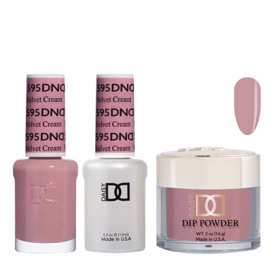 DND Dip Gel Polish Set #595 Velvet Cream, 3pc Bundle Trio