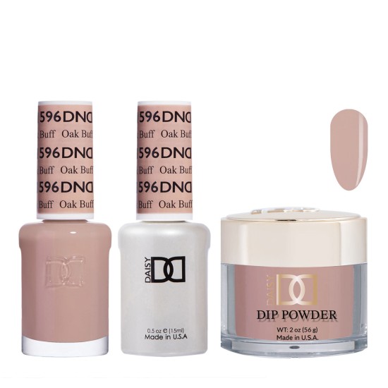DND Dip Gel Polish Set #596 Oak Buff, 3pc Bundle Trio