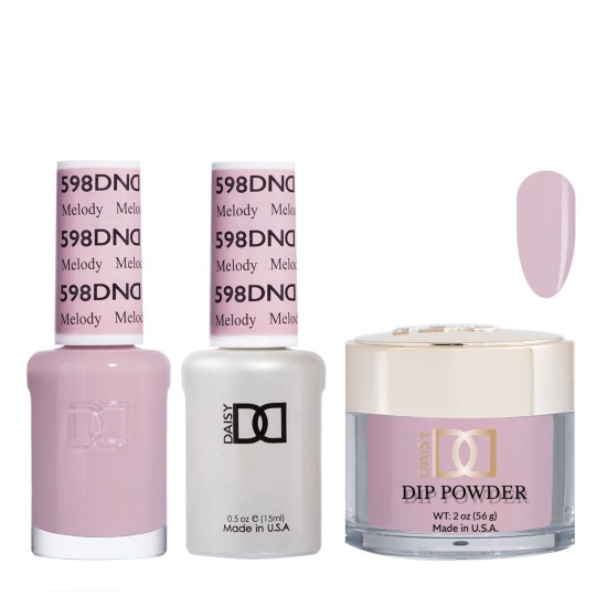 DND Dip Gel Polish Set #598 Melody, 3pc Bundle Trio