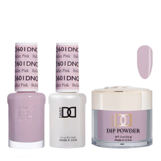 DND Dip Gel Polish Set #601 Ballet Pink, 3pc Bundle Trio