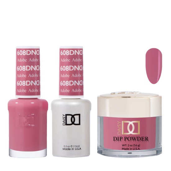 DND Dip Gel Polish Set #608 Adobe Adobe, 3pc Bundle Trio
