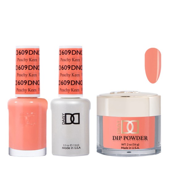 DND Dip Gel Polish Set #609 Peachy Keen, 3pc Bundle Trio