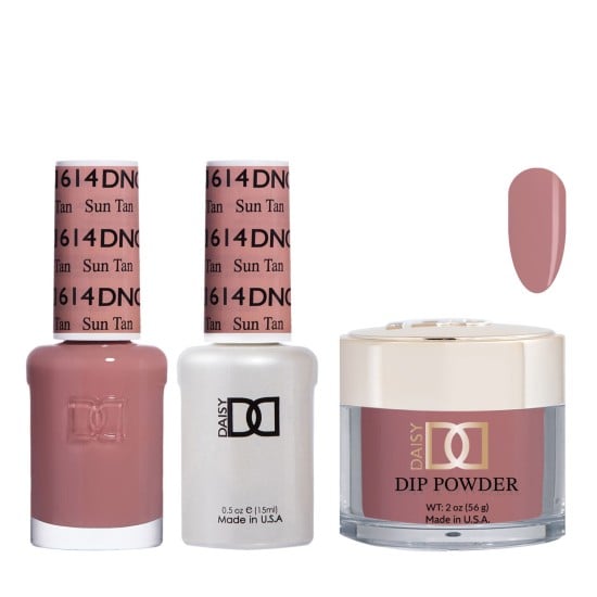 DND Dip Gel Polish Set #614 Sun Tan, 3pc Bundle Trio