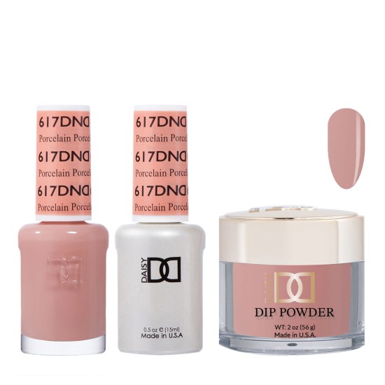 DND Dip Gel Polish Set #617 Porcelain, 3pc Bundle Trio
