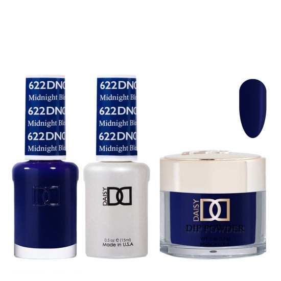 DND Dip Gel Polish Set #622 Midnight Bleu, 3pc Bundle Trio