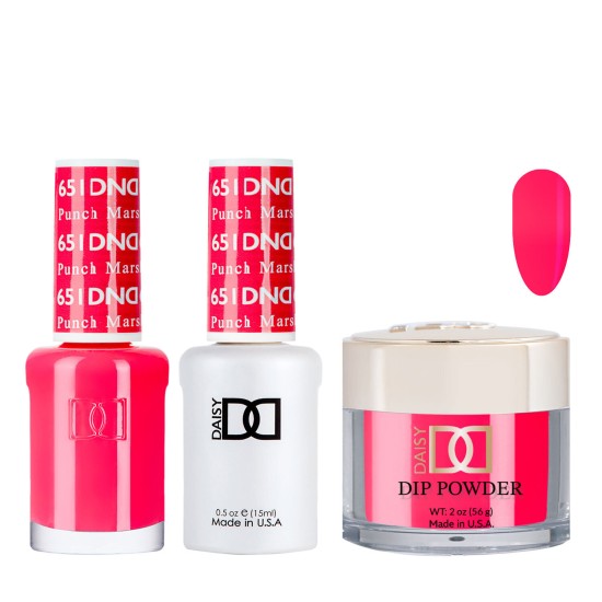 DND Dip Gel Polish Set #651 Punch Marshmallow, 3pc Bundle Trio