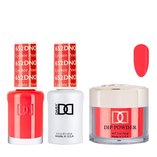 DND Dip Gel Polish Set #652 Lychee Peachy, 3pc Bundle Trio