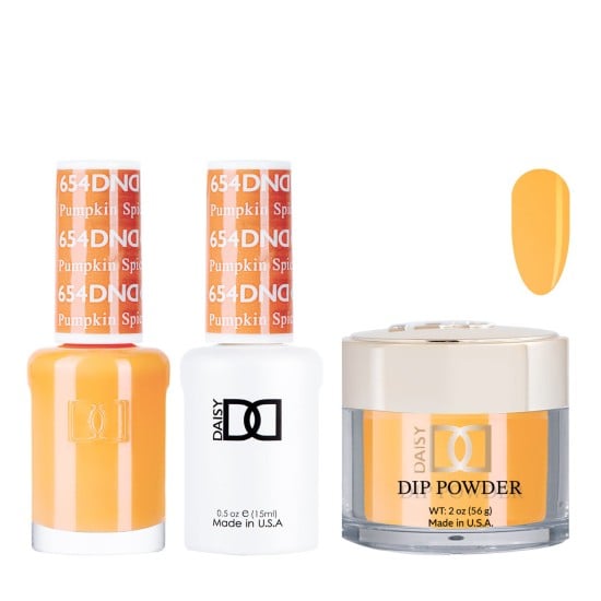 DND Dip Gel Polish Set #654 Pumkin Spice, 3pc Bundle Trio