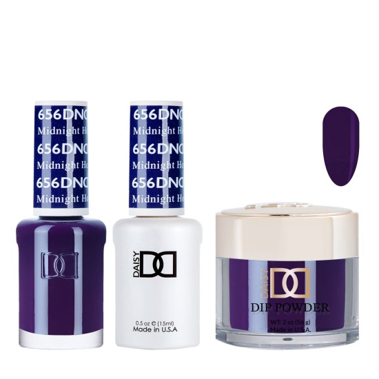 DND Dip Gel Polish Set #656 Midnight Hour, 3pc Bundle Trio