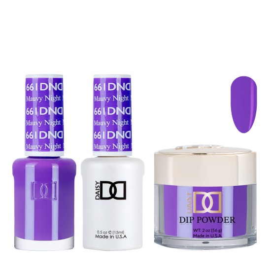 DND Dip Gel Polish Set #661 Mauvy Night, 3pc Bundle Trio