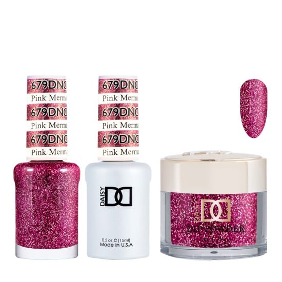 DND Dip Gel Polish Set #679 Pink Mermaid, 3pc Bundle Trio