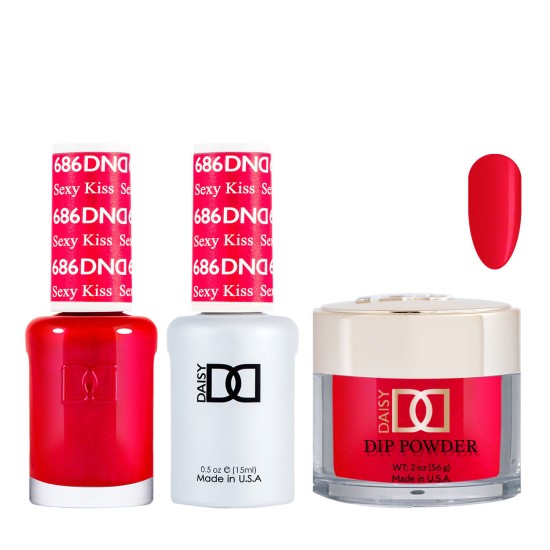 DND Dip Gel Polish Set #686 Sexy Kiss, 3pc Bundle Trio
