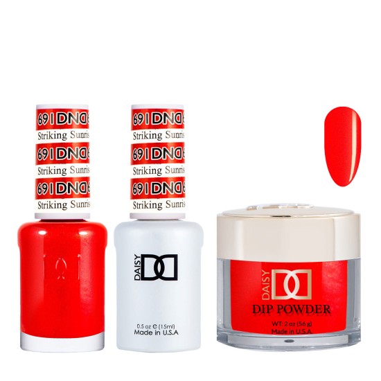 DND Dip Gel Polish Set #691 Striking Sunrise, 3pc Bundle Trio