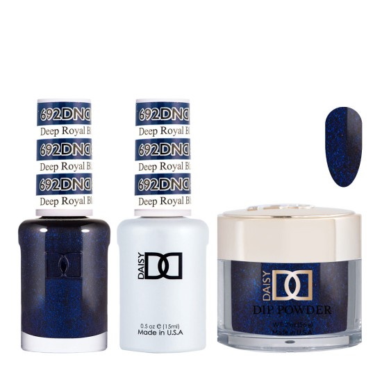 DND Dip Gel Polish Set #692 Deep Royal Blue, 3pc Bundle Trio