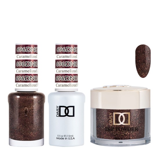 DND Dip Gel Polish Set #696 Caramelized Plum, 3pc Bundle Trio