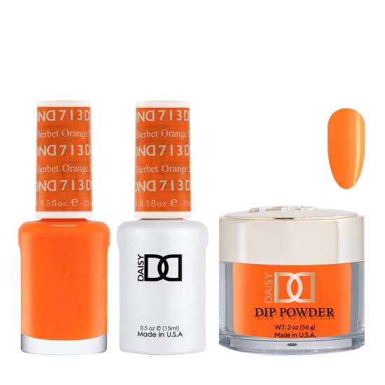 DND Dip Gel Polish Set #713 Orange Sherbet, 3pc Bundle Trio