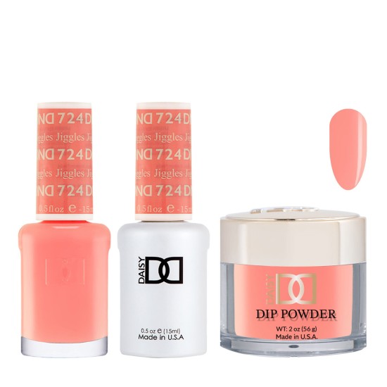 DND Dip Gel Polish Set #724 Jiggles, 3pc Bundle Trio