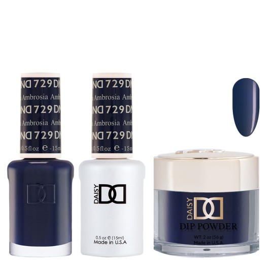 DND Dip Gel Polish Set #729 Ambrosia, 3pc Bundle Trio