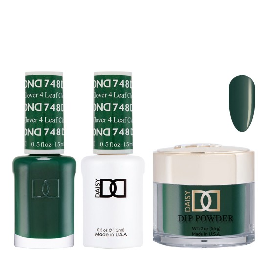 DND Dip Gel Polish Set #748 4 Leaf Clover, 3pc Bundle Trio