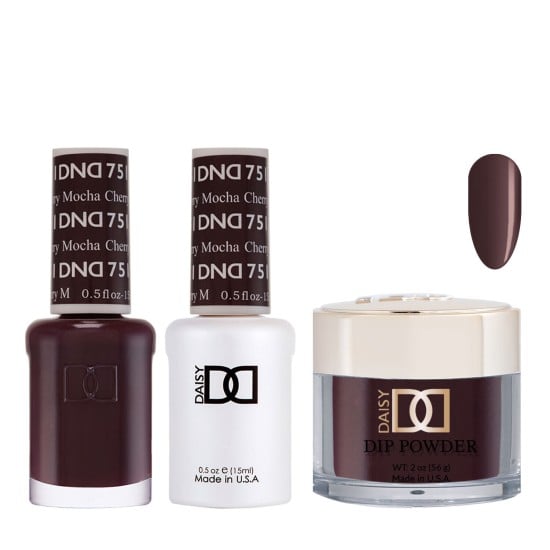 DND Dip Gel Polish Set #751 Cherry Mocha, 3pc Bundle Trio