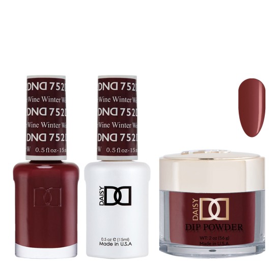 DND Dip Gel Polish Set #752 Winter Wine, 3pc Bundle Trio