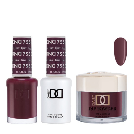 DND Dip Gel Polish Set #755 Jinx, 3pc Bundle Trio