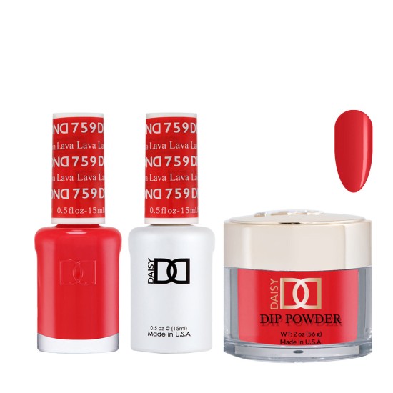 DND Dip Gel Polish Set #759 Lava, 3pc Bundle Trio