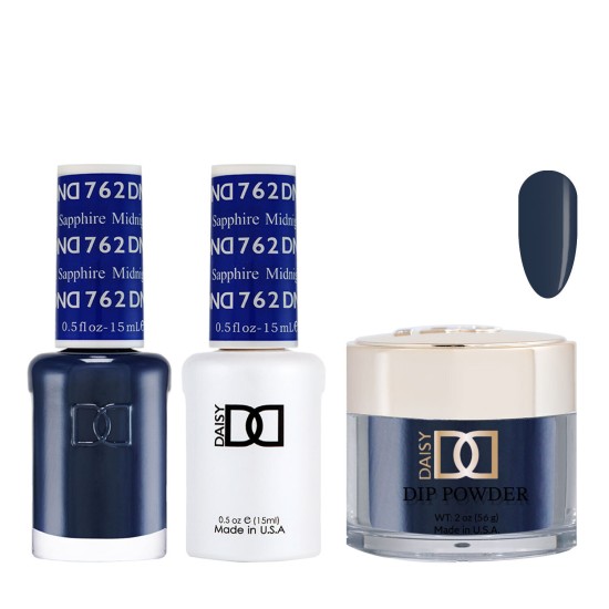 DND Dip Gel Polish Set #762 Midnight Sapphire, 3pc Bundle Trio