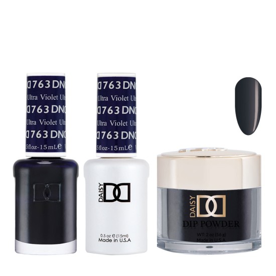 DND Dip Gel Polish Set #763 Ultra Violet, 3pc Bundle Trio