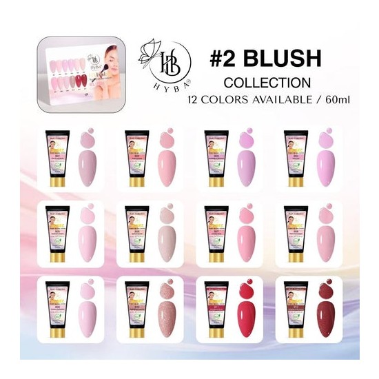 Hyba Hybrid Gel Blush Collection 60ml + Free Brush Hybrid Dual Brush with Spatula