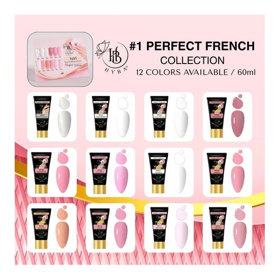 Hyba Hybrid Gel French Collection 60ml + Free Brush Hybrid Dual Brush with Spatula
