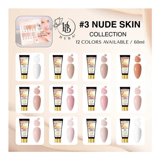 Hyba Hybrid Gel Nude Skin Collection 60ml + Free Brush Hybrid Dual Brush with Spatula
