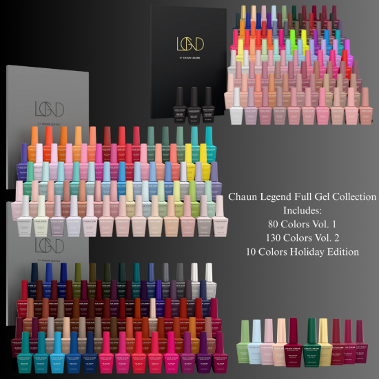 Chaun Legend Full Gel Collection Vol 1 & 2 (220 Colors) + Free Lamp