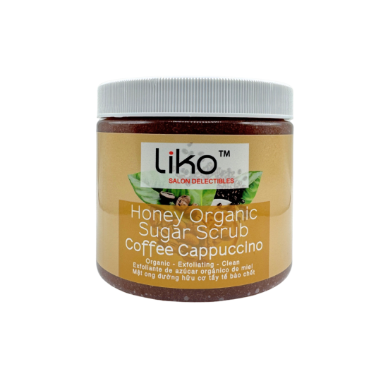 Liko Coffee Cappuccino Honey Sugar Scrub, 16oz, Organic Paraben Free