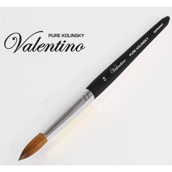 Valentino Kolinsky Black Wood Chrome Ferrule Size #14