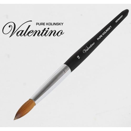 Valentino Kolinsky Black Wood Chrome Ferrule Size #16