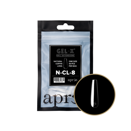 APRÉS Gel-X Natural Coffin Long Size 8, Refill Tips
