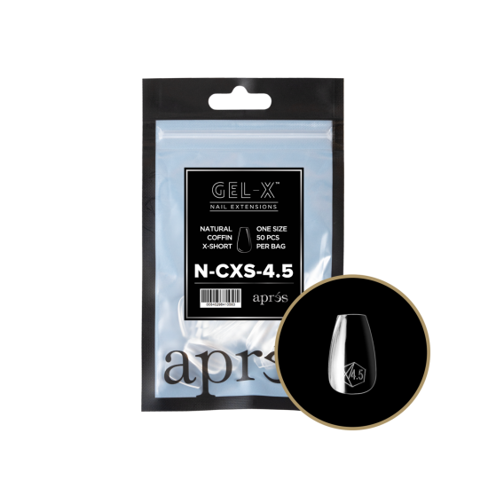 Aprés Gel X Natural Coffin Extra Short Size 4.5 Refill Tips