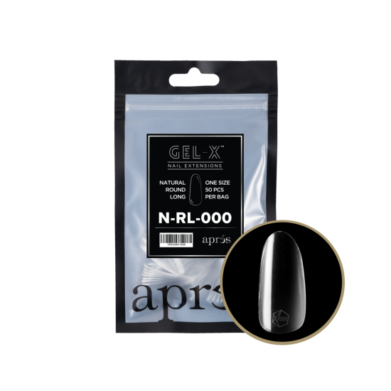 APRÉS Gel-X® Gel-X® Natural Round Long Refill Size 000, Refill Tips