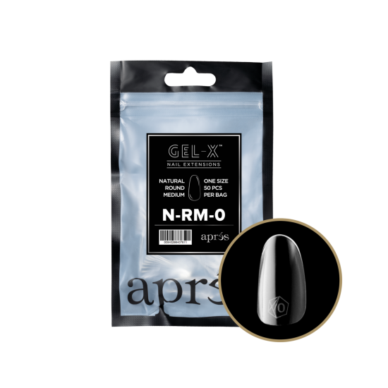 APRÉS Gel-X Natural Round Medium Size 0, Refill Tips