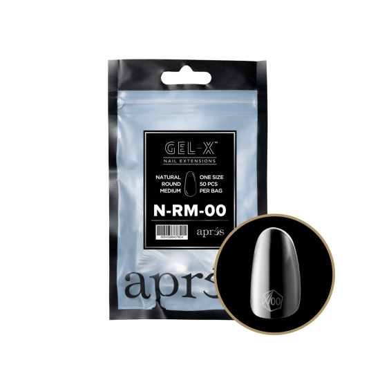APRÉS Gel-X Natural Round Medium Size 00, Refill Tips