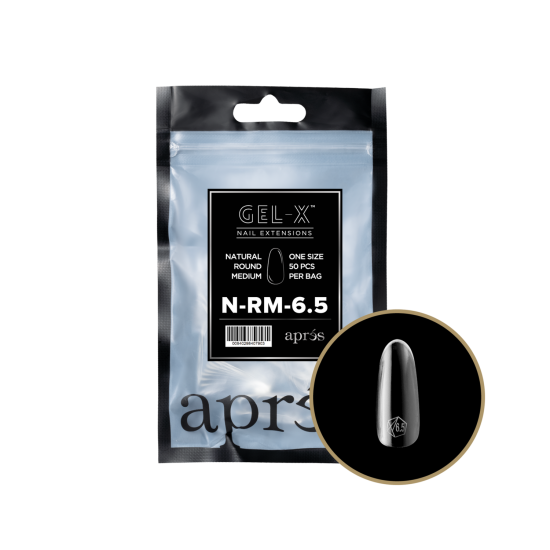 APRÉS  Natural Round Medium Size 6.5, Refill Tips