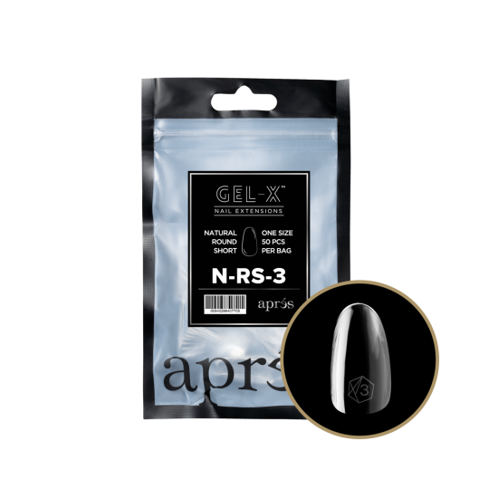 APRÉS Gel-X Natural Round Short Size 3, Refill Tips