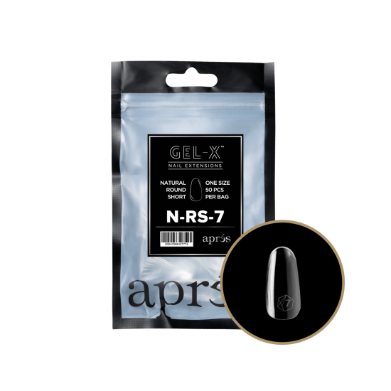 APRÉS Gel-X Natural Round Short Size 7, Refill Tips